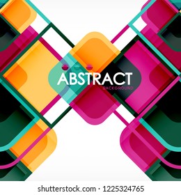 Colorful round squares modern geometric background, vector illustration