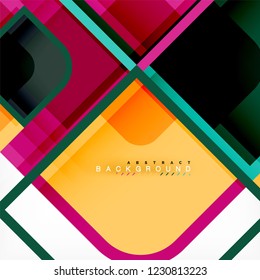 Colorful round squares modern geometric background, vector illustration