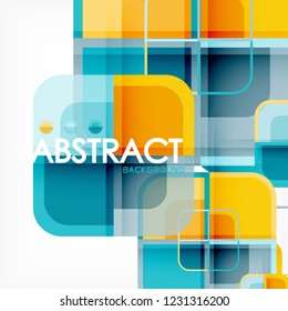 Colorful round squares modern geometric background, vector illustration