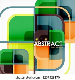 Colorful round squares modern geometric background, vector illustration