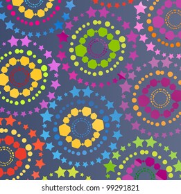 Colorful round, stars vector background