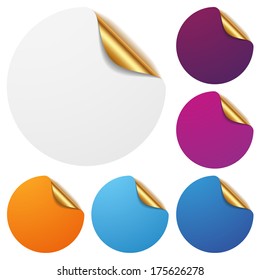 Colorful Round Sticker With Gold Peeling