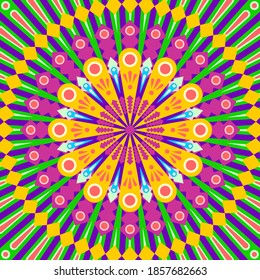 colorful round trippy mandalas decoration vector design ornament background web or print element. clipping mask vector