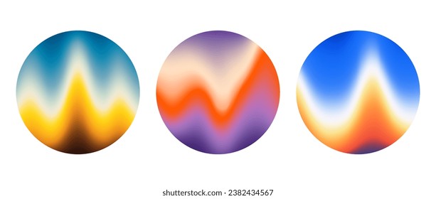 Conjunto de fondo de degradado ondulado redondeado colorido. Colección de fondo de pantalla de ondas líquidas borrosas. Colores abstractos brillantes iridiscentes en círculos. Plantilla vectorial para banner, volante, portada, afiche, collage, tarjeta