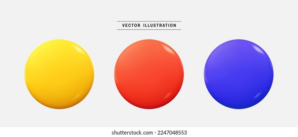 Colorful round web buttons 3d icon set. realistic design elements collection. vector illustration in cartoon minimal style