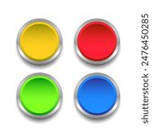 Colorful round web buttons in different colors on a white background. Applies to websites and icons. Vector illustration