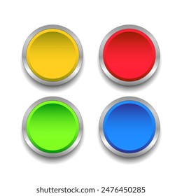 Colorful round web buttons in different colors on a white background. Applies to websites and icons. Vector illustration