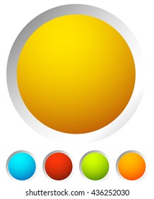 Colorful rounded button background with empty, blank space for your icons, symbols