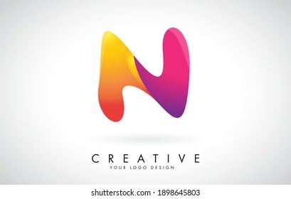 Colorful rounded creative N Logo Design. Friendly Corporate Entertainment Media Technology Digital Business template.