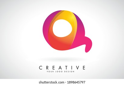 Colorful rounded creative Q Logo Design. Friendly Corporate Entertainment Media Technology Digital Business template.