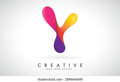 Colorful rounded creative Y Logo Design. Friendly Corporate Entertainment Media Technology Digital Business template.
