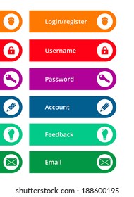 colorful rounded icons and buttons, suitable for flat design, isolated on white background, vector illustration, eps 10