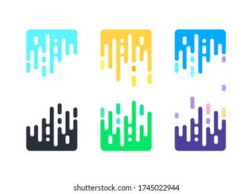 Colorful rounded lines shapes rhythm dynamic composition on white background. Vector illustration. Abstract multicolored liquid or fluid motion lines.