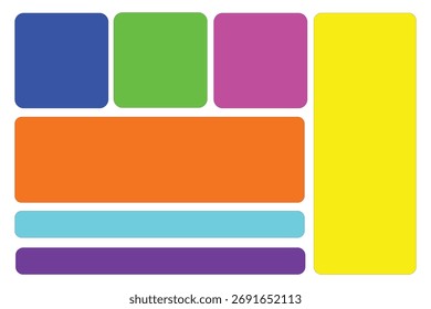 Colorful Rounded Rectangles Arranged in a Grid Layout With White Background abstract blue