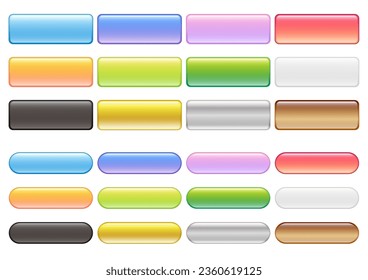 Colorful rounded square and circular buttons set