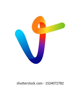 Colorful Rounded Swirl Initial V Lettermark