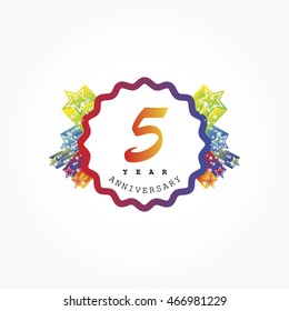 colorful rousing anniversary logo vector