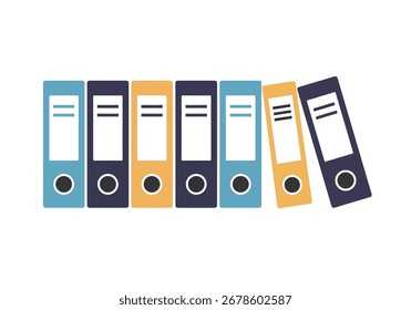 Colorful Row of Office Binders, Symbolizing Document Organization and Business Information Management.