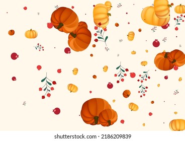 Vector Beige De Fondo Rojo Colorido. Acogedor vegetal. Marco abstracto rojo. Tarjeta de temporada. Pancarta decorativa de calabaza amarilla.