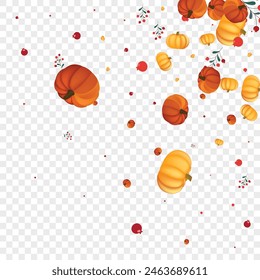 Bunte Rowan Hintergrund transparente Vektorgrafik. Textur der orangefarbenen Natur. In: Green Gourd Graphic Illustration. Geht im November. Süße Grenze.