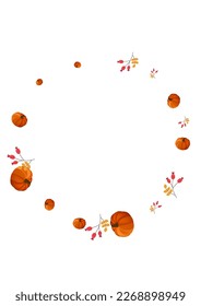 Colorful Rowan Background White Vector. Leaves Park. Green Food Illustration. Holiday Banner. Orange Vegetable Farm Card.