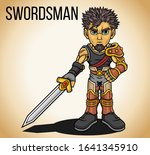 Colorful rpg swordsman in vector