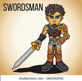 Colorful rpg swordsman in vector