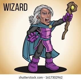 
Colorful rpg wizard in vector