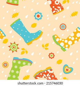 Colorful rubber boots seamless pattern