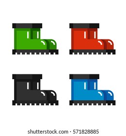 Colorful rubber boots vector illustration icons