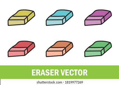 Colorful rubber eraser vector for designer.