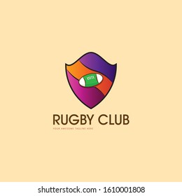 colorful rugby club logo template design, sport logo, vector illustration