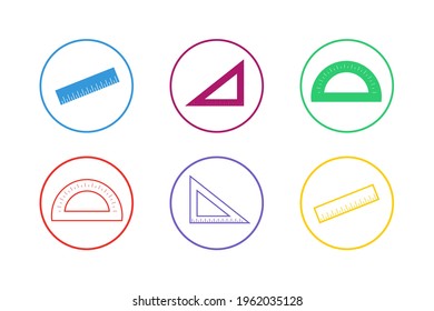 Colorful Ruler Icon Set Stylish Design