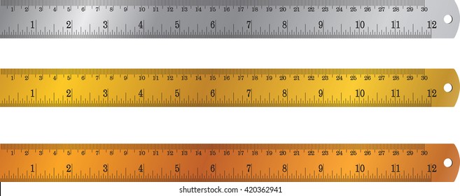 colorful rulers, millimeters, centimeters and inches, Ruler flat icon vector illustration