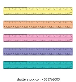 colorful rulers, millimeters, centimeters and inches, Ruler flat icon vector illustration