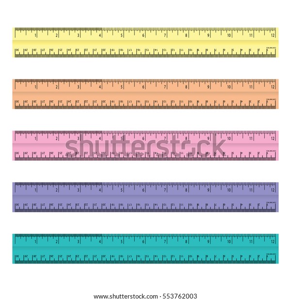 Colorful Rulers Millimeters Centimeters Inches Ruler Stock Vector ...