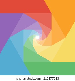 Colorful rumpled geometric swirl background design. Vector graphic template.