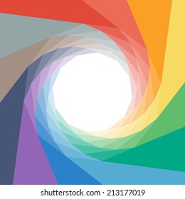 Colorful rumpled geometric swirl background design. Vector graphic template.