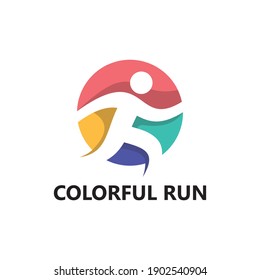 Colorful run logo template design