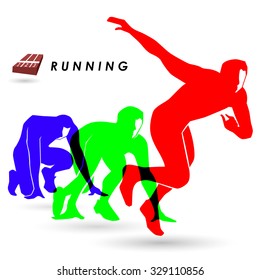 The colorful of runner logo start to run in time lapse style.(ESP10 art vector separate part by part.)