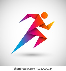 vector de origami de corredor colorido