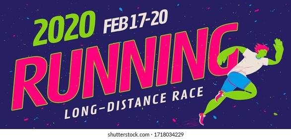 Colorful Running Event Banner Fluorescent Green Stock Vector (Royalty ...