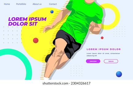 Colorful Running landing page design with runner's vector illustration and colorful concept design illustration. run poster. marathon. city marathon. landing page