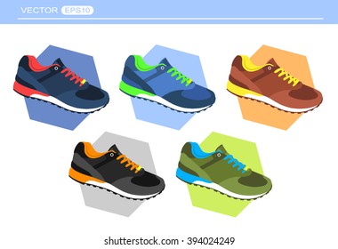 Colorful Running Shoes Vector Illustration