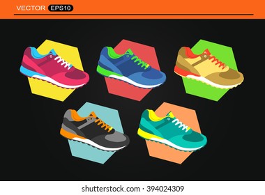 Colorful Running Shoes Vector Illustration