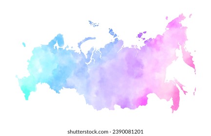 colorful russia map watercolor vector background, perfect for office, company, school, social media, advertising, sales, printing and more