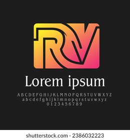 Colorful RV Letter Logo Design with Alphabet