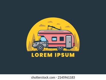 Colorful RV truck flat illustration design