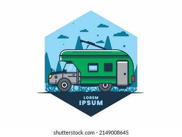 Colorful RV truck flat illustration design