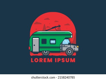 Colorful RV truck flat illustration design